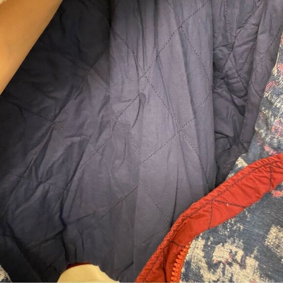 Free People varsity of dreams bomber jacket blue red cotton linen blend S - Picture 7 of 9